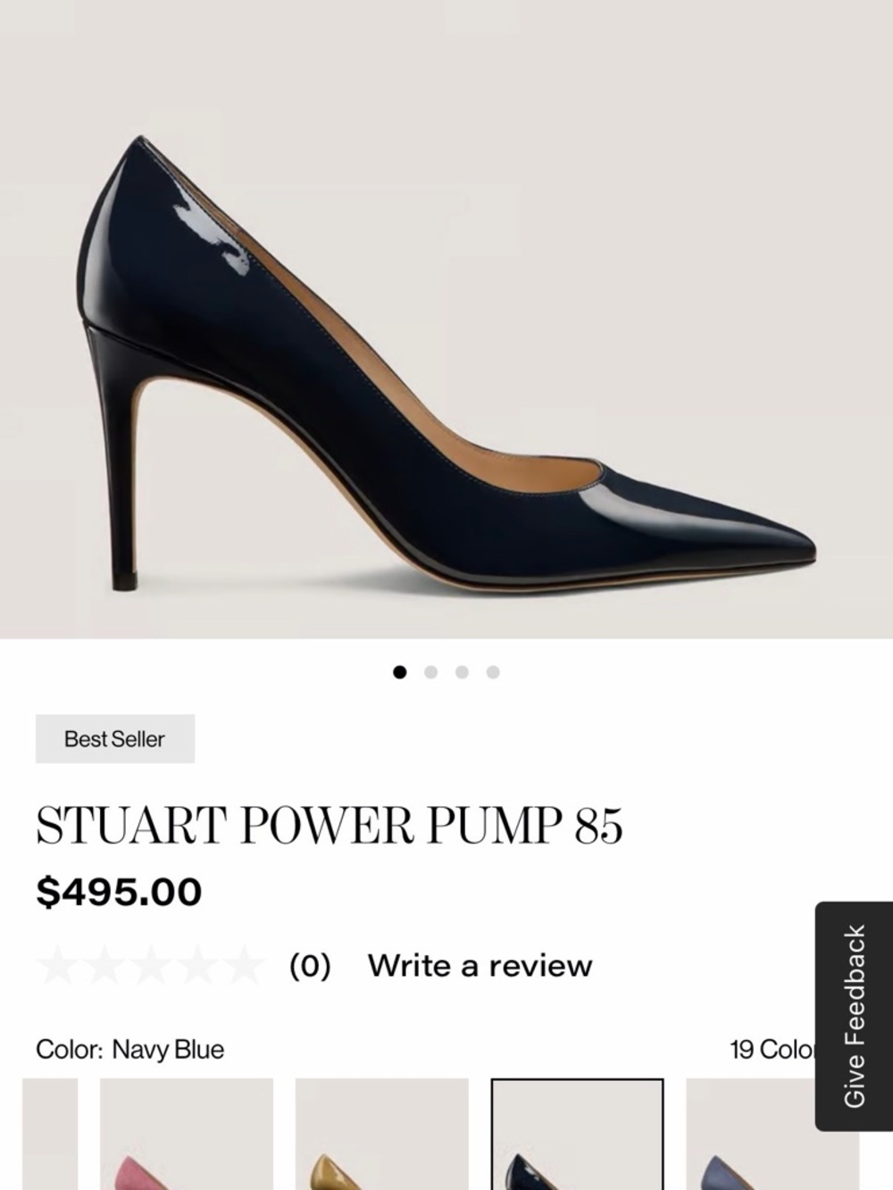 Stuart Weitzman Navy Blue Patent Leather Pointed Toe Pump